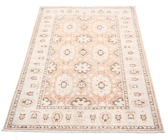 Traditional Hand Knotted Serenity Tabriz Wool Rug of Size 3'1'' X 4'9'' in Brown and Ivory Colors - Made in Afghanistan