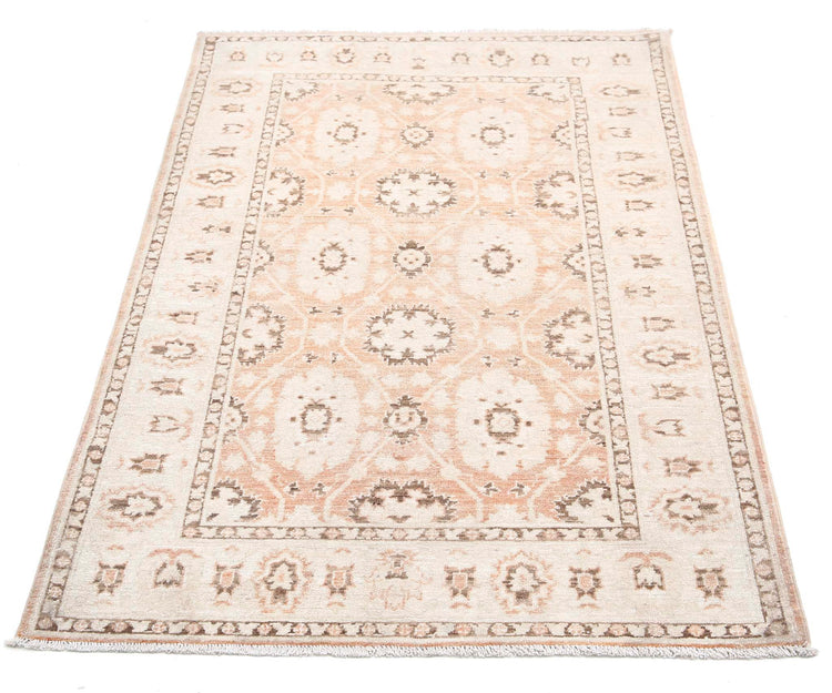 Traditional Hand Knotted Serenity Tabriz Wool Rug of Size 3'1'' X 4'9'' in Brown and Ivory Colors - Made in Afghanistan