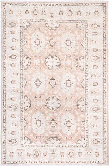Traditional Hand Knotted Serenity Tabriz Wool Rug of Size 3'1'' X 4'9'' in Brown and Ivory Colors - Made in Afghanistan