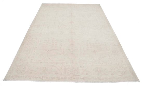Traditional Hand Knotted Serenity Tabriz Wool Rug of Size 6'0'' X 8'2'' in Ivory and Ivory Colors - Made in Afghanistan