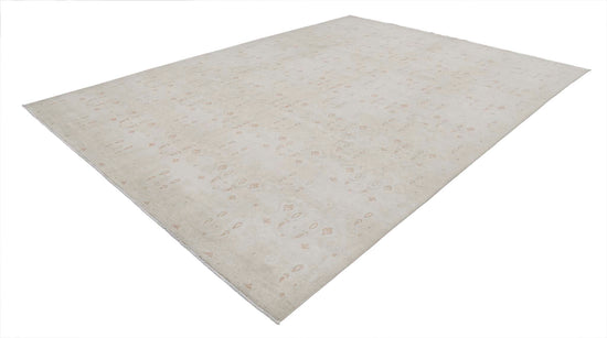 Transitional Hand Knotted Artemix Tabriz Wool Rug of Size 9'10'' X 13'5'' in Beige and Ivory Colors - Made in Afghanistan