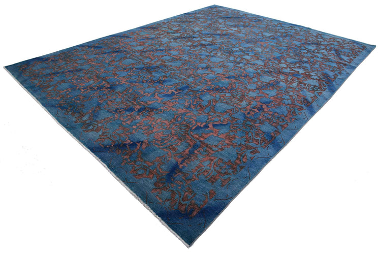Transitional Hand Knotted Onyx Tabriz Wool Rug of Size 10'0'' X 13'2'' in Teal and Teal Colors - Made in Afghanistan