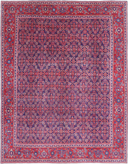 Persian Hand Knotted Tabriz Tabriz Wool Rug of Size 9'7'' X 12'7'' in Blue and Red Colors - Made in Iran