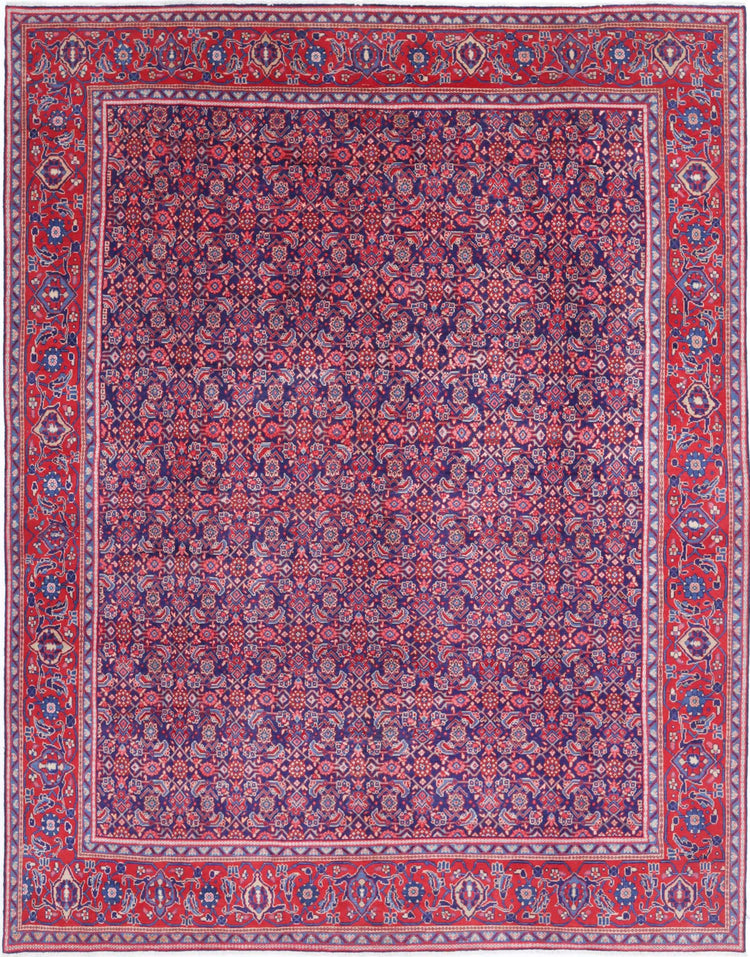 Persian Hand Knotted Tabriz Tabriz Wool Rug of Size 9'7'' X 12'7'' in Blue and Red Colors - Made in Iran