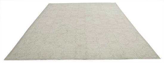 Transitional Hand Knotted Artemix Tabriz Wool Rug of Size 9'10'' X 11'0'' in Grey and Taupe Colors - Made in Afghanistan