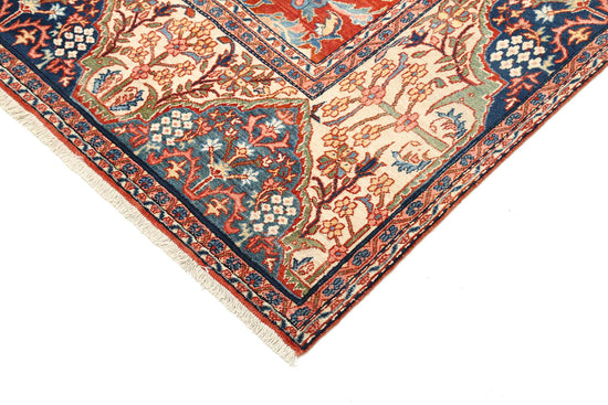Masterpiece Hand Knotted Tehran Tehran Wool Rug of Size 7'10'' X 10'10'' in Red and Ivory Colors - Made in Iran