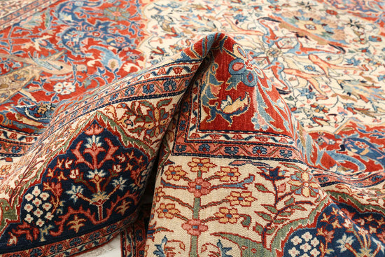 Masterpiece Hand Knotted Tehran Tehran Wool Rug of Size 7'10'' X 10'10'' in Red and Ivory Colors - Made in Iran