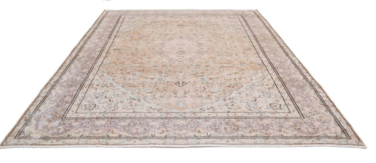 Persian Hand Knotted Vintage Vintage Wool Rug of Size 9'6'' X 11'11'' in Taupe and Grey Colors - Made in Iran