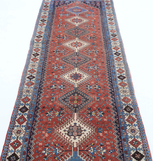 Persian Hand Knotted Yalameh Yalameh Wool Rug of Size 2'8'' X 12'1'' in Rust and Ivory Colors - Made in Iran